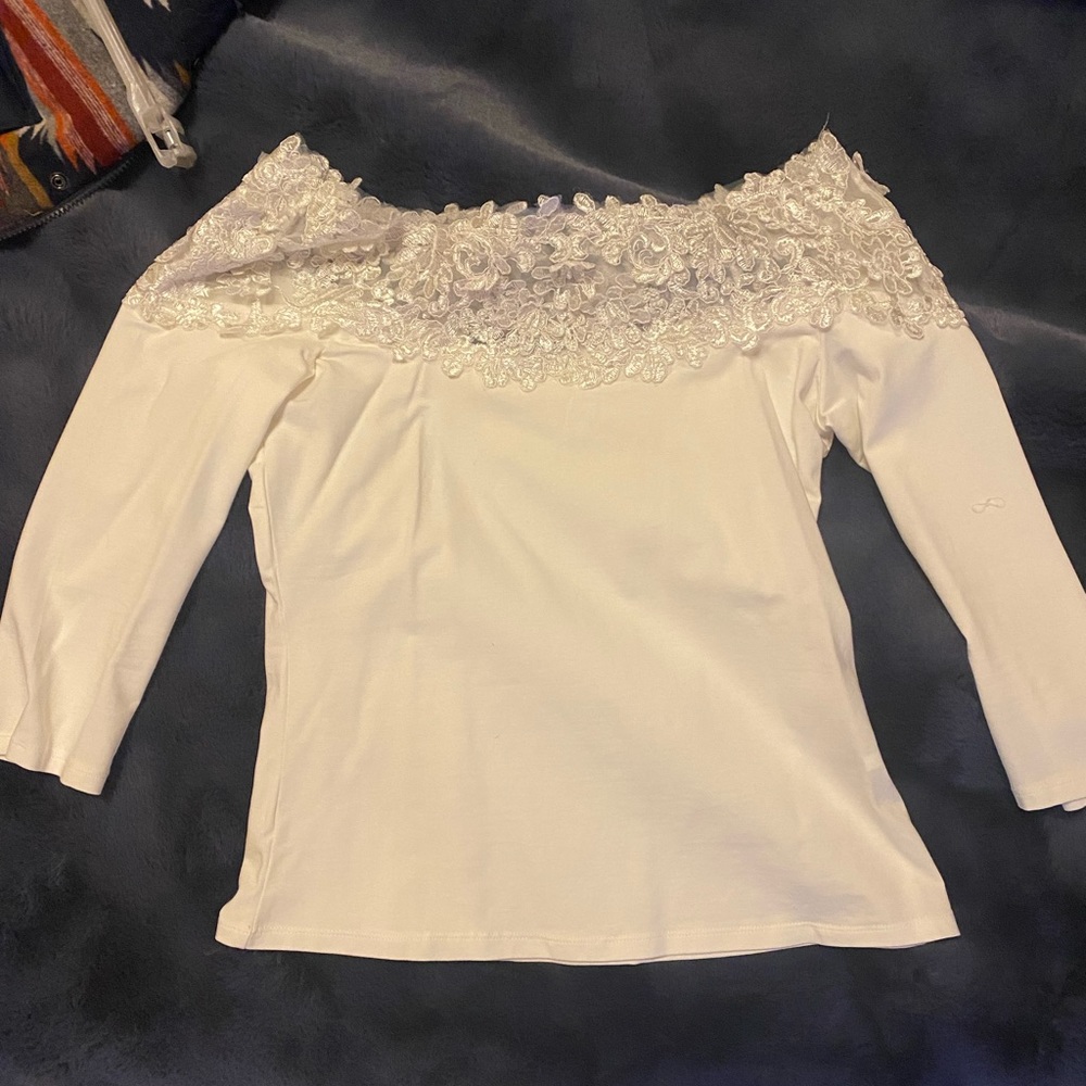 Off the shoulder white top